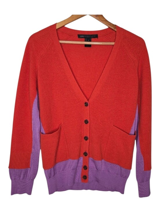 Marc Jacobs Sweaters - Marc Jacobs Womens Colorblock Contrast Cashmere Silk Cardigan Sweater Medium